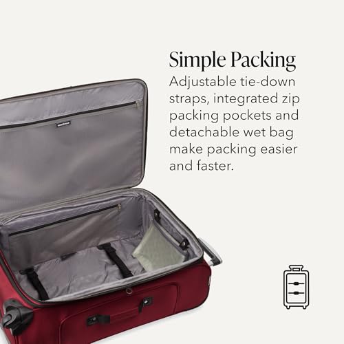 SWISSGEAR Sion Softside Expandable Spinner Luggage Durable Lightweight Travel Suitcase, Burgundy, Checked-Large - color: Burgundy, size: Checked-Large