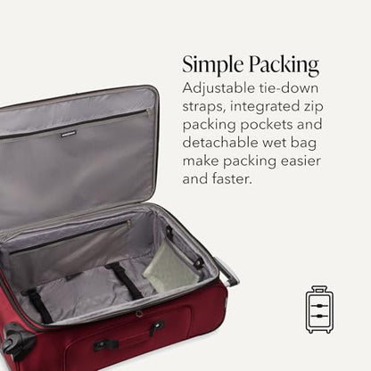 SWISSGEAR Sion Softside Expandable Spinner Luggage Durable Lightweight Travel Suitcase, Burgundy, Checked-Large - color: Burgundy, size: Checked-Large