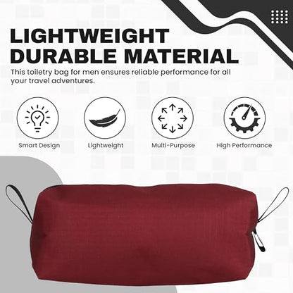 Champion - Hanging Toiletry Bag - Travel Sized Polyester Bag — Water-Resistant, Cosmetics Organizer Bag with Two Compliant Bottles - Lightweight Portable Zipped Bag for Unisex – Red- 10"x3.9"x3.9" - style: Red