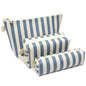 3 Pcs Makeup Bag Set Striped Canvas Purse Cosmetic Bag For Women Travel Toiletry Pouch Organizer pencil case (Blue-White) - color: Blue-White