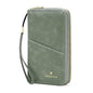 GOIACII Passport Wallet Travel Crossbody Bags for Women Wristlet Phone Purse Double Zip Vegan Leather Green - color: A05 Green