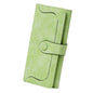 Women's Vegan Leather 17 Card Slots Card Holder Long Big Bifold Wallet - color: Light Green