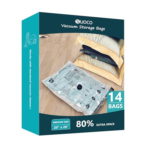 Vacuum Storage Bags, Compression Packing Space Saver Seal Bags for Clothing Bedding Comforters Blankets Pillows, 14 Medium - size: 14 Medium