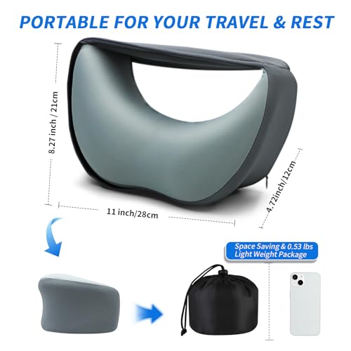 3-in-1 Memory Foam Travel Neck Pillow – Adjustable, Machine Washable & Portable for Airplane, Car, Office – Converts to Scarf & Eye Mask – Ultimate Neck Support for Long Flights - color: Gr, size: Small