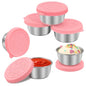 LIEMAND 6x1.6 oz Salad Dressing Container to Go, Leakproof Reusable Stainless Steel Small Container with Lid,Sauce Containers for Lunch box,Picnics,Travel,Office and Meal Prep - color: Soft Pink, size: 1.6oz