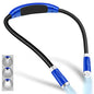 Vekkia Rechargeable LED Neck Reading Light, Book Lights for Reading in Bed, 3 Brightness Levels, Flexible Soft Silicone Arms Comfortable Wear, Long Lasting. Great for Readers, Craft & Knitting - color: Blue
