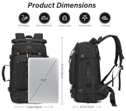 Travel Backpack for Men & Women, 35L Large Backpack Fit for 15 Inch Laptop Durable Convertible Duffle Bag with Shoe Compartment, Wet Pocket
