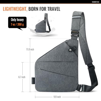 WANDER PLUS® Anti Theft Crossbody Bag, Shoulder Bag Anti-theft Design for Travel, Sport, Work - color: Grey
