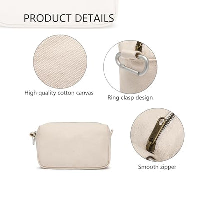 Organizer Bag -Lightweight Cosmetic Bag with Ring Clasp, Perfect Travel Makeup Bag for Women,nylon Stand Up Design (Beige/Canvas) - color: Beige/Canvas