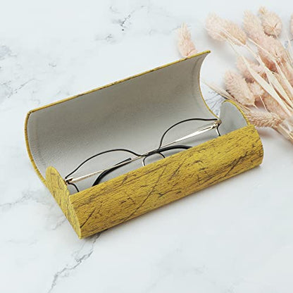 LifeArt Eyeglass Case Hard Shell, Portable Sunglass Case for Women and Men, fashionable PU Leather Eyeglass Case, Lightweight - color: 635_yssl(yellow)
