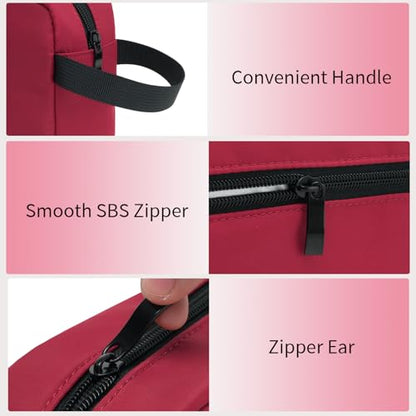 Travel Hanging Toiletry Bag with Carry Handle - Water-Resistant Small Cosmetic Organizer for Men & Women, Makeup, Shaving Kit, Gym & Travel Essentials (Burgundy) - color: Burgundy
