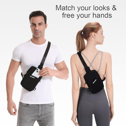 Small Sling Bag for Women Men Chest Bag Water Resistance Mini Crossbody Bag Adjustable Strap Lightweight Shoulder Bag - color: 06-black