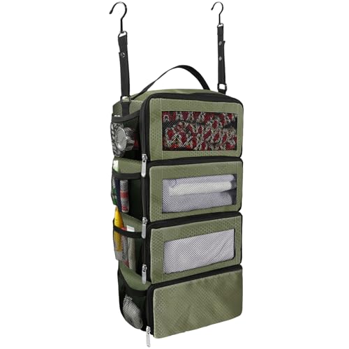 Olosar Suitcase Organizer, Travel Luggage Organizer Portable Hanging Travel Shelves Collapsible Hanging Packing Cubes for Carry on Suitcase - color: Army Green-S, size: Small