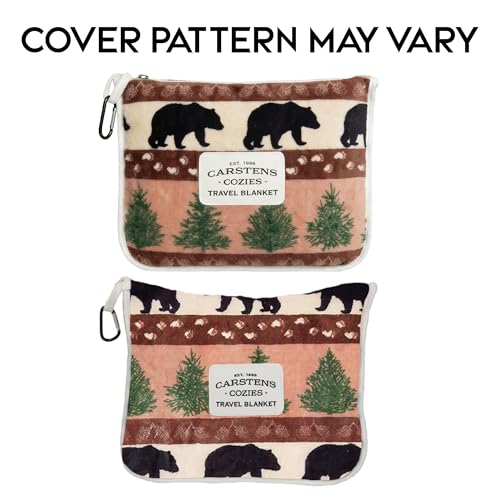 Carstens, Inc. Travel Blanket, Premium Compact 2-in-1 Airplane Blanket/Pillow, Prints & Pinecones - color: Prints & Pinecones