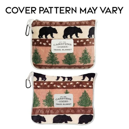 Carstens, Inc. Travel Blanket, Premium Compact 2-in-1 Airplane Blanket/Pillow, Prints & Pinecones - color: Prints & Pinecones