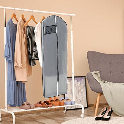 Dress Bags for Gowns Long, 2 Packs 65" Garment Bags for Hanging Clothes, 4" Gusseted Clothing Bags for Closet Storage and Travel, Suit Bags for Coats, Jackets, Shirts and Sweater (2)