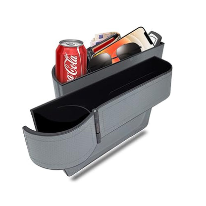 BAILISI Car seat gap filler organizer, 2 Pack multifunctional car seat organizer, car console side storage box can Holders phone, sunglasses, car keys, change(Gray) - color: Gray