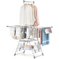 APEXCHASER Clothes Drying Rack with High Hanger, Foldable 3-Level Drying Racks with Shoe Rack, Crossbar and Vertical Rod Laundry Stand with Adjustable Wings Grey - color: Gray, size: 2 Wings
