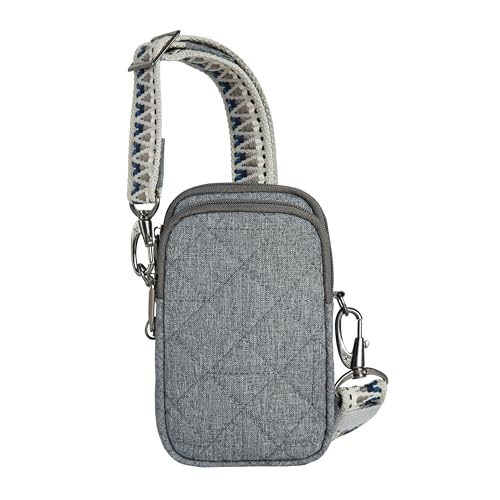 Travelon Anti-Theft Boho 2 Compartment Phone Crossbody - color: Gray Heather