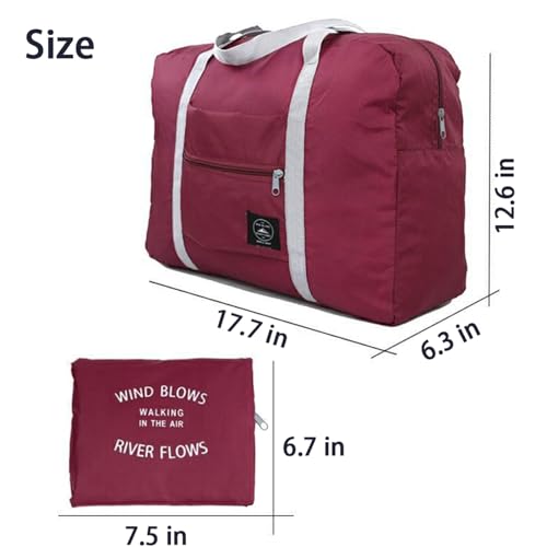 Travel Bag 24 Packes Carry on Luggage Foldable Duffel Bag Sports Gym Bag Weekender Overnight Bag Water Resistant Nylon Travel Duffel for Men Women (Red 24PCS) - color: Red 24