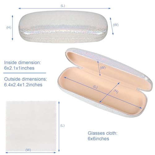 Joyberg Glasses Case, 2 Pack Eyeglass Case with Cleaning Cloth, Glasses Case Hard Shell Fits Most Glasses - color: Bright White
