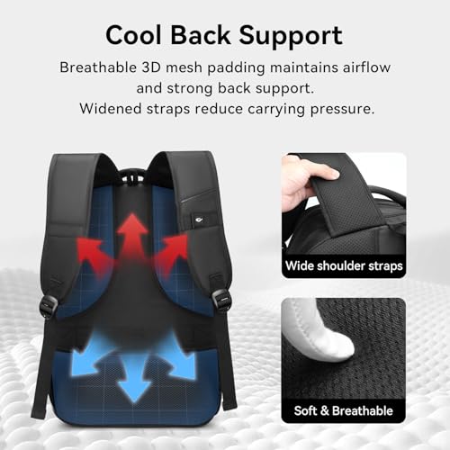 CROSSGEAR 30L Laptop Travel Backpack for Men, 17.3 Inch Laptop Backpack with Anti-theft Lock, Water Resistant Backpack with USB Charging Port, Large Laptop Bag Backpack for Work School Travel, Black