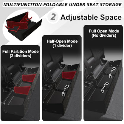 VaultsOnWheels Foldable Under Seat Storage Box for Ford F150 2015-2026 SuperCrew/Crew Cab&F250 F350 F450 2017-2026 SuperDuty Accessories, Console Organizer with Snap Latches, Detachable Truck Tool Box - size: 1）F150|2015+|Fold underseat storage