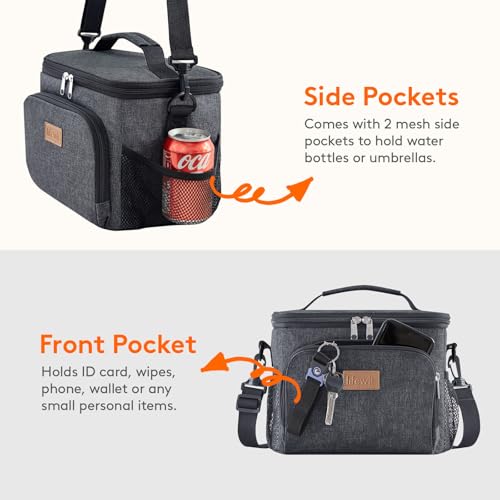 Lifewit Reusable Insulated Lunch Bag, Portable Cooler Freezable Soft Lunchbox Leakproof with Adjustable Shoulder Strap for Men Women Adult for Work Picnic or Travel, 9L 12 Can, Dark Gray - color: Dark Gray, size: Medium(9L)