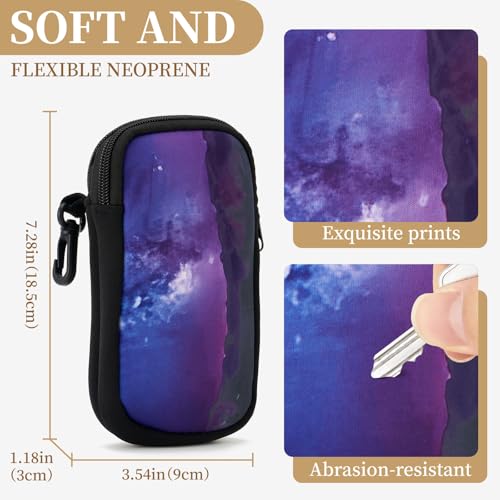 QIUTIMIY Sunglasses Soft Case Zipper Double Eyeglass Case with 2 Compartments 1 Belt Clip - color: Purple Galaxy