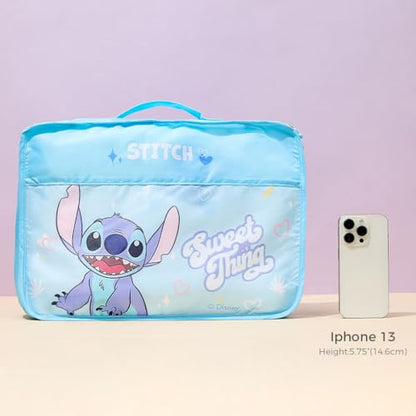 MINISO Disney Stitch Compression Packing Cubes for Travel, 2 Pack Lightweight Suitcase Organizer Bags Set Carry On Luggage, Waterproof Space Saver Storage Bags for Organizing Clothes Travel Essentials
