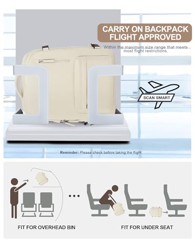 VGCUB Lightweight Travel Backpack for Women Men,Carry on Backpack Flight Approved Luggage,Water Resistant Laptop College Work Backpack Personal Item Daypack Bookbag Mochila de Viaje,Beige - color: Beige, style: X-large