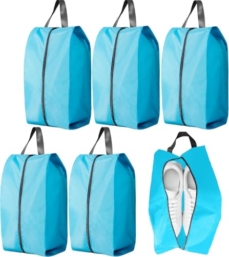 5Pcs Large Travel Shoe Bags Portable Travel Gifts Shoe Organizer with Zipper Closure, Waterproof Nylon Shoe Storage Organizer with Handle Travel Bags For Men and Women, Blue - color: Blue, size: L