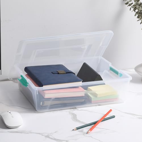 Clear Plastic Storage Bins with Lids Stackable Storage Box for Crafts, Supplies (Large 4Pack Green) - size: Large 4Pack Green