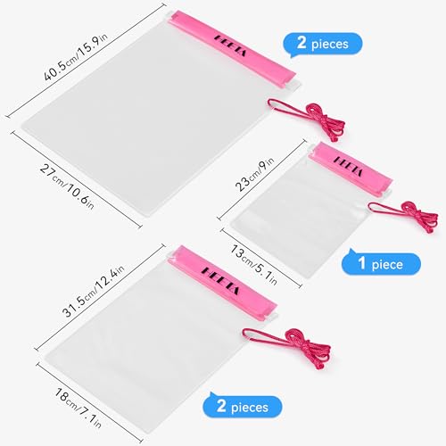 HEETA 5-Pack Clear Waterproof Dry Bag Pouch, Water Tight Cases Dry Bags Document Holder for Camera Mobile Phone Maps, Kayaking Boating - color: Pink