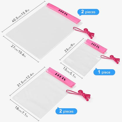 HEETA 5-Pack Clear Waterproof Dry Bag Pouch, Water Tight Cases Dry Bags Document Holder for Camera Mobile Phone Maps, Kayaking Boating - color: Pink