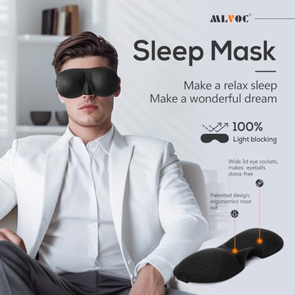 MLVOC Neck Pillow for Traveling, Upgraded 100% Pure Memory Foam Travel Neck Pillow for Airplane Flight Sleep, Breathable & Machine Washable Cover, Travel Kit with 3D Eye Mask, Earplugs & Bag, Black - color: Black