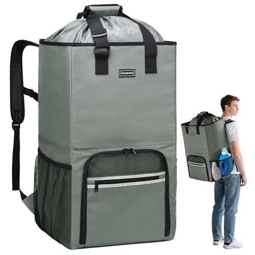 Vorspack Laundry Bag Backpack - Extra Large Laundry Bags with Shoulder Straps Heavy-duty 2 in 1 Laundry Hamper Basket for College Dorm Camp Laundromat Room Essentials - Grey - color: Grey, size: Large