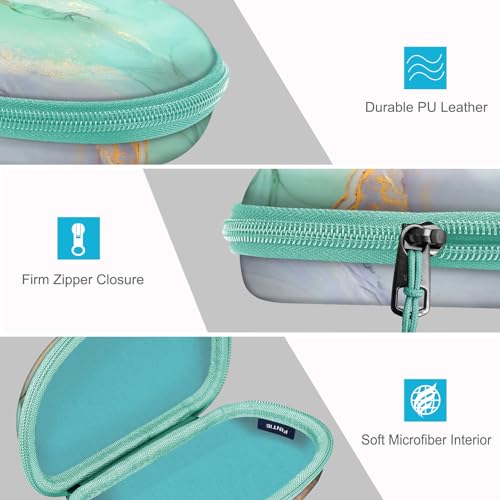 Fintie Sunglasses Case with Carabiner, Hard Shell Shockproof Sport Glasses Cases Travel Zipper Eyeglasses Holder, Emerald Marble - color: Emerald Marble