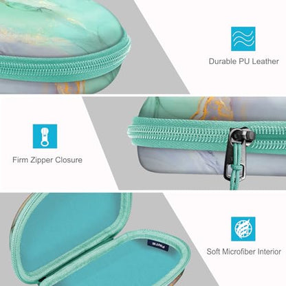 Fintie Sunglasses Case with Carabiner, Hard Shell Shockproof Sport Glasses Cases Travel Zipper Eyeglasses Holder, Emerald Marble - color: Emerald Marble
