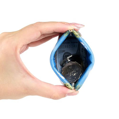 Travelambo Leather Squeeze Coin Purse Pouch Change Holder For Men & Women - color: Boho Floral