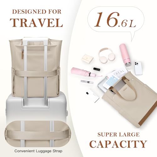 Convertible Laptop Backpack for Women Men Carry on Tote Backpack Teacher Bookbag for College Work Nurse Travel Leisure,16 Inch,Apricot - color: Apricot