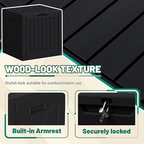 Devoko 40 Gallon Deck Box Outdoor Storage Box Waterproof for Patio, Large Outdoor Storage Bench Lockable for Outside (Black, 40 Gallon) - color: Black, size: 40 Gallon 1 Pack