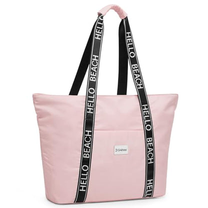 G4Free Beach Bag, Waterproof Beach Bags for Women, Personalized Strap Tote Bag for Women Birthday Gifts - color: Pink