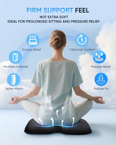 Gel Memory Foam Cushion for Office Chairs and Car Travel | Cooling Gel Layer, Foldable Portable, Non-Slip Bottom, For Office Chair, Car Seat, Travel