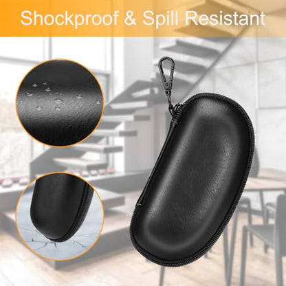 Fintie Sunglasses Case with Carabiner, Hard Shell Shockproof Sport Glasses Cases Travel Zipper Eyeglasses Holder, Black - color: Black