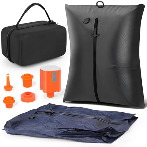Vacuum Compression Bag with Travel Pump - Waterproof, Reusable, Hard Storage case, Portable Travel Bag Vacuum Bag Kit, Suitable for Camping, Gym, Beach, Moving (2PC Bag+Pump) - color: Blue/Black Bag+Pump