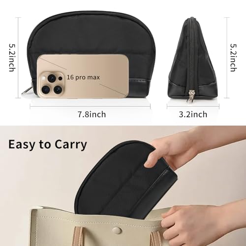 Ethereal Small Makeup bag for Purse, Cute Cosmetic Bag Portable Mini Makeup Pouch for Women Black - color: 03-mini black