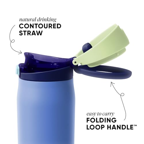 Simple Modern Mesa Loop Water Bottle with Covered Straw and Handle | 24oz Cup Holder Friendly Insulated Stainless Steel Bottles for Travel, Sports and School | Neptune - color: -Neptune, size: 24 Ounces