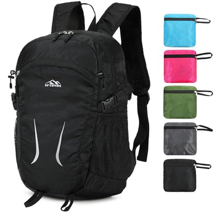 Small Hiking Backpack 35L Travel Lightweight Hiking Packable Daypack Water-Resistant Foldable Backpacks for Women Men Camping (Black) - color: Black, size: 35L