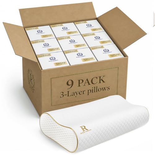 Royal Therapy 9-Pack Queen Memory Foam Pillow, Cervical, Queen Contour, Orthopedic Pillow for Neck Support, Neck Pain, Side Sleepers, CertiPUR-US - size: Queen 24 x 14 x 5" (9-pack)